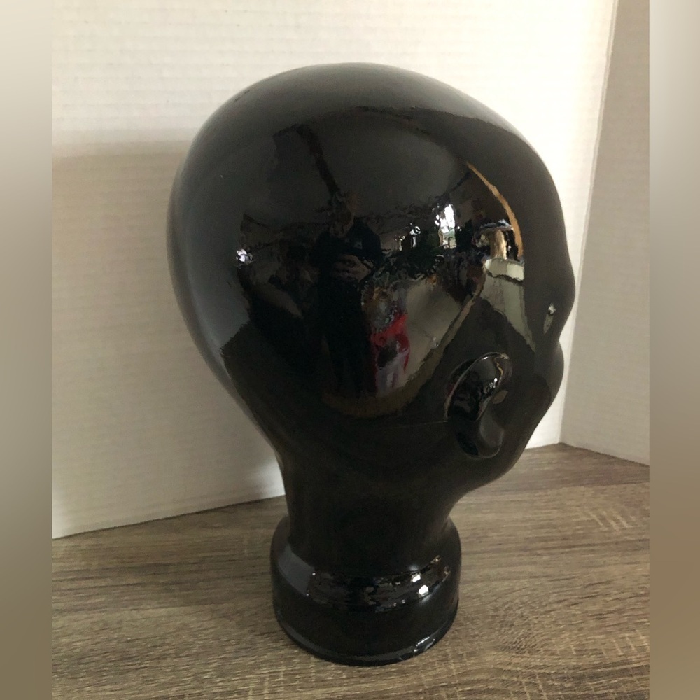 Vtg Black Glass Mannequin Head - Picture 5 of 15
